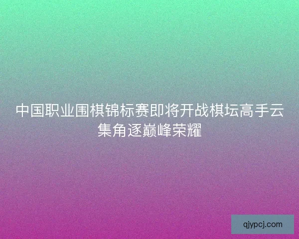 中国职业围棋锦标赛即将开战棋坛高手云集角逐巅峰荣耀